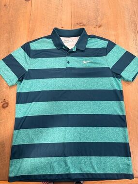 Nike Men’s Teal & Navy Striped Polo Shirt